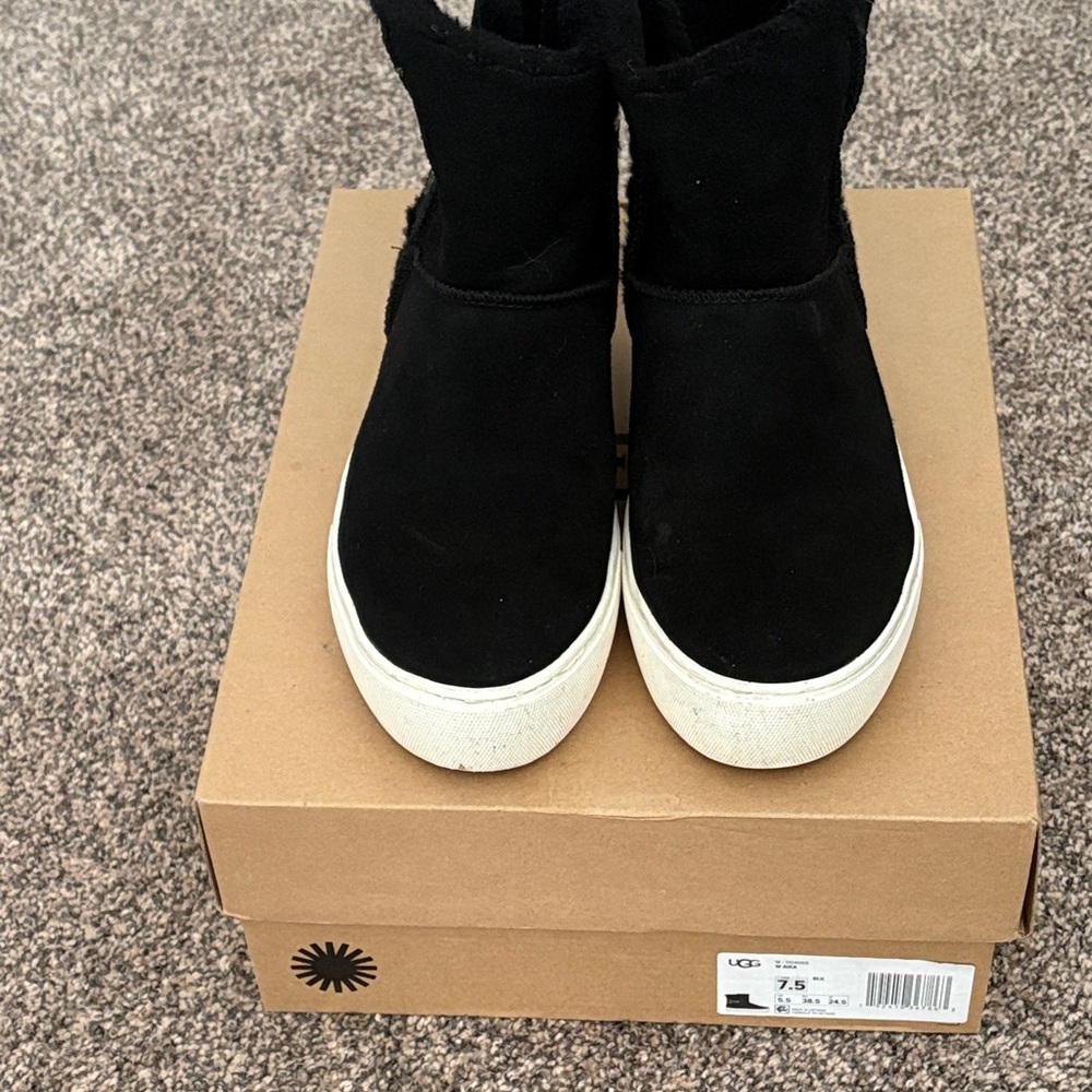 UGG Black Boots with White Sole